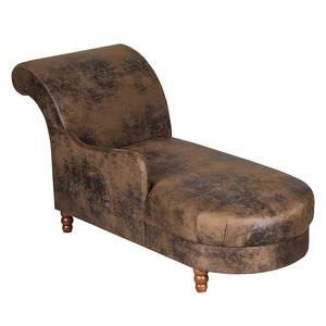 Chaise longue Solene antieke bruine leren look - armleuning vooraanzicht links