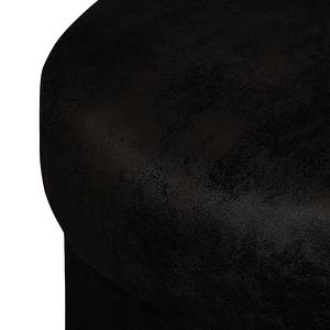 Récamière Solene Imitation vieux cuir noir - Accoudoir monté à gauche (vue de face)