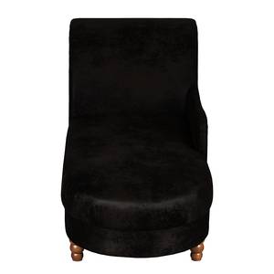 Chaise longue Solene antieke zwarte leren look - armleuning vooraanzicht links