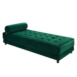 Chaise longue Tavani (met slaapfunctie) fluweel - Velours Jila: Donkergroen