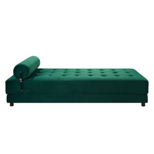 Chaise longue Tavani (met slaapfunctie) fluweel - Velours Jila: Donkergroen