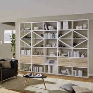 Open kast Concept XI Hoogglans wit/eikenhouten look