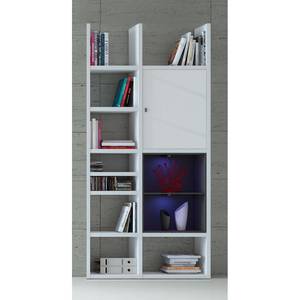 Etagère Emporior IV Blanc / Noir - Blanc brillant / Noir - Avec éclairage