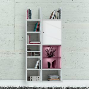 Etagère Emporior IV Blanc / Noir - Blanc brillant / Noir - Avec éclairage