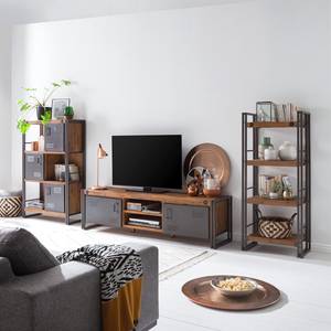 Tv-meubel MANCHESTER 2 vakken midden massief acaciahout/metaal