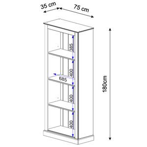 Open kast Neely III massief grenenhout - Wit/grijs