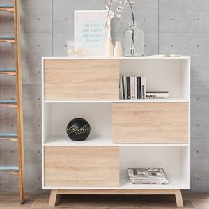 Open kast Storberg wit/Sonoma eikenhouten look