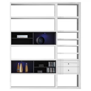 Kast Emporior II.A wit/zwart - Hoogglans wit/zwart - Met verlichting