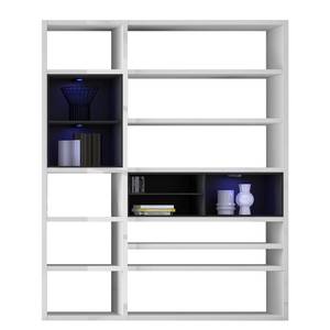 Kast Emporior II.B wit/zwart - Hoogglans wit/zwart - Met verlichting