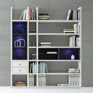 Etagère Emporior III.B Blanc / Noir - Blanc / Noir - Avec éclairage