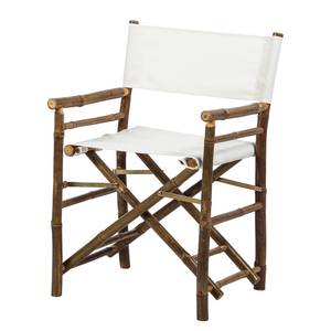 Chaises de jardin Bamboo I (lot de 2) Lot de 2 - Bambou massif / Tissu - Blanc