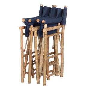 Gartenstuhl Bamboo III (2er-Set) Bambus massiv / Textil - Navy Blau