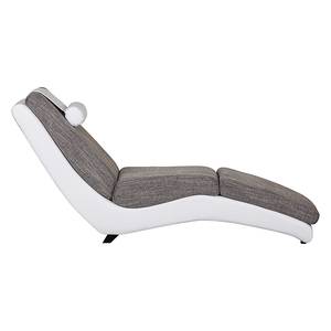 Chaise longue de relaxation Carson Cuir synthétique blanc / Tissu structuré gris clair