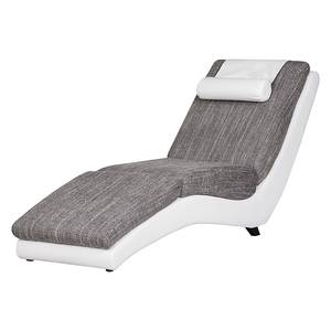 Chaise Longue Carson Similpelle bianca/Stoffa strutturata grigia chiara