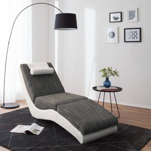 Chaise longue de relaxation Carson Cuir synthétique blanc / Tissu structuré gris clair