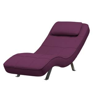 Ligfauteuil Long Island geweven stof Stof Zahira: Auberginekleurig