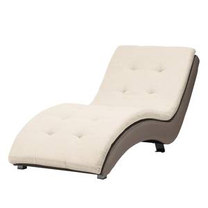 Ligfauteuil Mortana structuurstof/kunstleer - Crèmekleurig/taupe