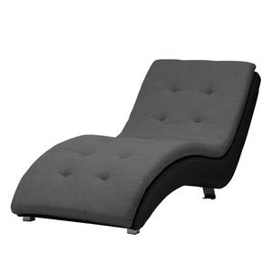 Ligfauteuil Mortana structuurstof/kunstleer - Donkergrijs/zwart