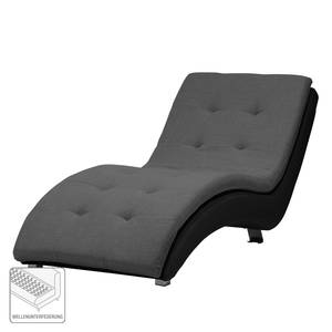 Chaise longue de relaxation Mortana Tissu structuré / Imitation cuir - Gris foncé / Noir