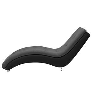 Chaise longue de relaxation Mortana Tissu structuré / Imitation cuir - Gris foncé / Noir