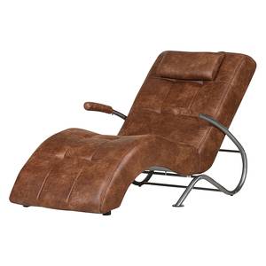 Chaise longue de relaxation Mours Aspect vieux cuir marron clair