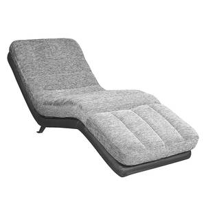 Chaise longue de relaxation Vascan I Imitation cuir / Tissu structuré - Gris foncé / Blanc