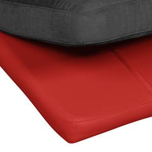 Chaise longue de relaxation Vascan Imitation cuir / Tissu plat Gris - Rouge / Noir