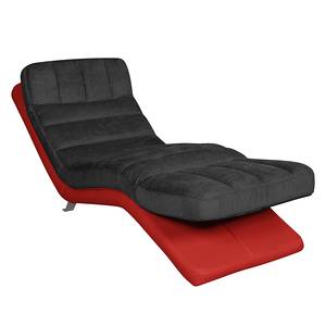 Chaise longue de relaxation Vascan Imitation cuir / Tissu plat Gris - Rouge / Noir