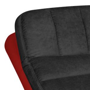 Chaise longue de relaxation Vascan Imitation cuir / Tissu plat Gris - Rouge / Noir