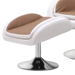 Fauteuil de relaxation Bea Avec repose-pieds - Imitation cuir - Marron / Blanc