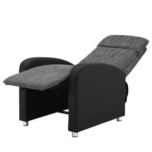 Relaxfauteuil Benison geweven stof/kunstleer - grijs/zwart