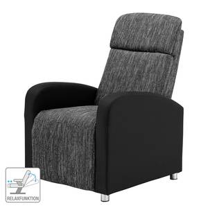 Relaxfauteuil Benison geweven stof/kunstleer - grijs/zwart