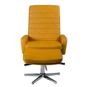 Relaxfauteuil Benson (met hocker) mosterdgroen kunstleer