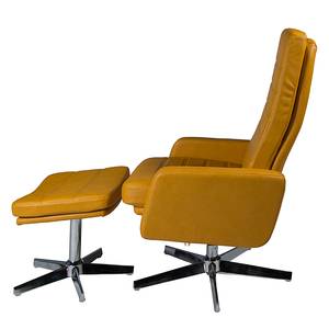 Relaxfauteuil Benson (met hocker) mosterdgroen kunstleer