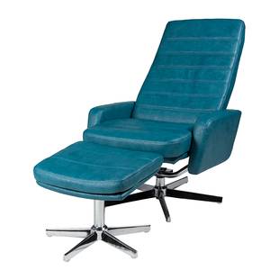 Relaxfauteuil Benson (met hocker) turquoise kunstleer