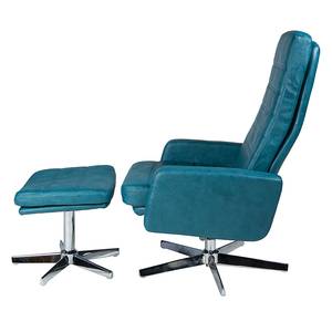 Relaxfauteuil Benson (met hocker) turquoise kunstleer