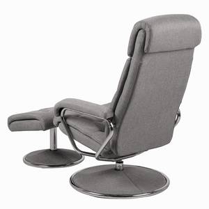 Relaxfauteuil Biby (met hocker) geweven stof - lichtgrijs