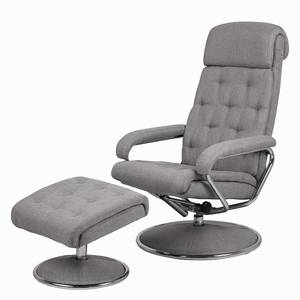 Relaxfauteuil Biby (met hocker) geweven stof - lichtgrijs