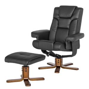 Relaxfauteuil Candy (met hocker) zwart kunstleer