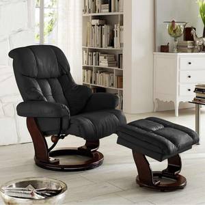 Relaxfauteuil Grunewald echt leer - Zwart - Bruin