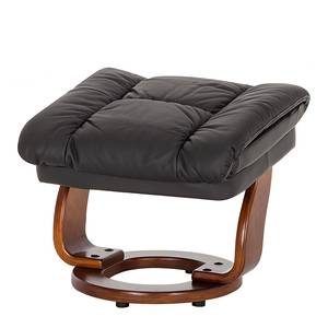 Fauteuil relax et repose-pieds Grunewald Cuir véritable - Noir - Marron