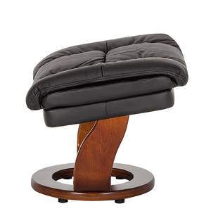 Fauteuil relax et repose-pieds Grunewald Cuir véritable - Noir - Marron