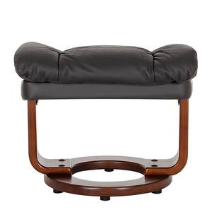 Fauteuil relax et repose-pieds Grunewald Cuir véritable - Noir - Marron