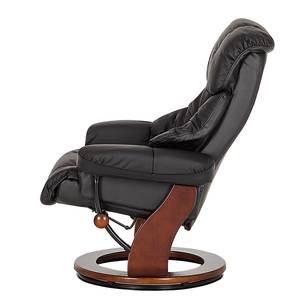 Fauteuil relax et repose-pieds Grunewald Cuir véritable - Noir - Marron