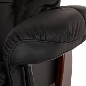 Fauteuil relax et repose-pieds Grunewald Cuir véritable / Imitation cuir - Noir - Marron