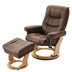 Relaxfauteuil Jetmore microvezel - Nougatkleurig - Breedte: 83 cm - Eik