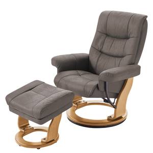 Relaxfauteuil Jetmore microvezel - Taupe - Breedte: 83 cm - Eik