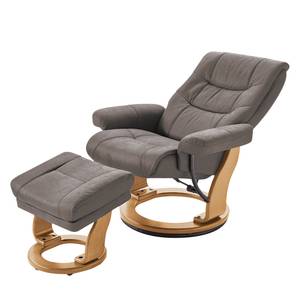 Relaxfauteuil Jetmore microvezel - Taupe - Breedte: 83 cm - Eik