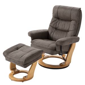 Relaxsessel Jetmore mit Hocker - Microfaser - Taupe - Breite: 87 cm - Eiche