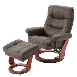 Relaxfauteuil Jetmore microvezel - Taupe - Breedte: 87 cm - Walnoot